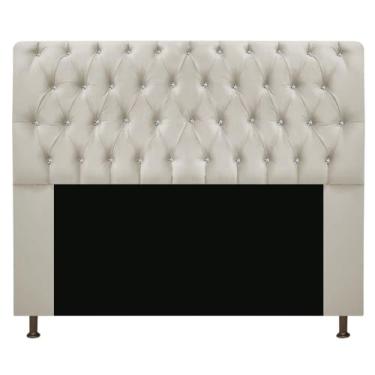 Imagem de Cabeceira Lady Estofada com Strass 160 cm para Cama Box Queen Suede Bege Quarto - AM Decor