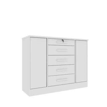Imagem de Cômoda Fortuna 2 Portas 5 Gavetas Tcil, Branco Neve