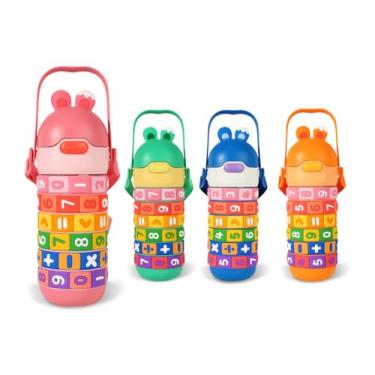 Imagem de Garrafa Térmica Infantil Aço Inox 430ML Garrafa Térmica Educativa, InterativaTabuada Números, Mantém 12h Quente e Gelado, Design Infantil Livre BPA Parede Isolamento Térmico (Rosa)
