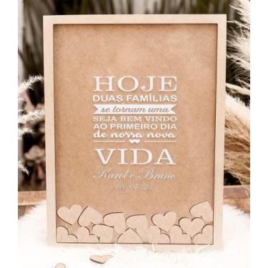 Imagem de Quadro de Assinaturas para Casamento com Mensagens para Noivos Em mdf 