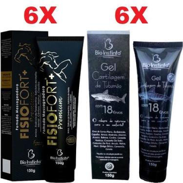 Imagem de Kit 6 Pomada Massageadora Fisio Fort Premium + 6 Gel Massageador Carti