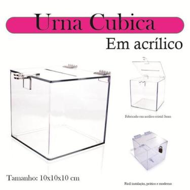 Imagem de Urna Acrílico Sorteio Caixa Sugestões Cubo 10 Cm X 10 Cm - Indústria F
