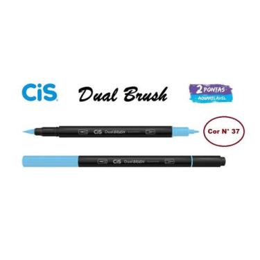 Imagem de Caneta Pincel Cis Dual Brush Pen Aquarelável 37 Azul Pastel