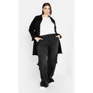 Imagem de City Chic Vestuário feminino CITYCHIC Plus Size Jean Oaklyn Cargo, Preto LAVAGEM, Lavagem preta, 50