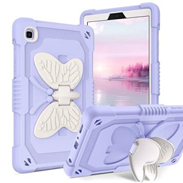 Imagem de GUAGUA Compatível com Samsung Galaxy Tab A7 Lite 22.1 cm 2021 SM-T225 T220 capa com suporte 2 em 1 capa protetora resistente à prova de choque para tablet Galaxy Tab A7 Lite, roxo/bege
