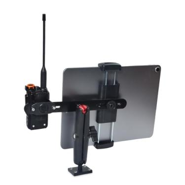 Imagem de HYS Suporte para tablet com base de broca resistente para iPad Samsung Galaxy Tab de 12.7 cm-33.0 cm, GPS, suporte universal portátil de rádio CB/microfone, para mesa, carro, parede, caminhão, painel