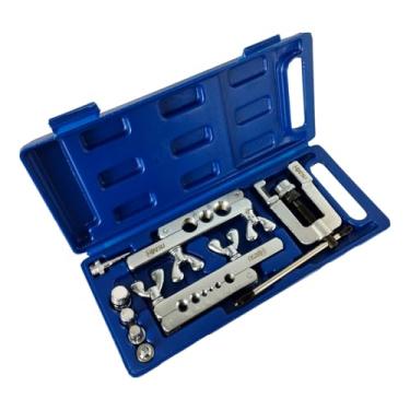 Imagem de Flangeador de tubos com alargador CT-275 morsas com medidas 1/8" 3/16" 1/4" 5/16" 3/8" 7/16" 1/2" 5/8" 3/4" ponteiras kit ferramentas HVAC flange alargadores de cobre alumínio versátil maleta