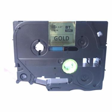 Imagem de Fita Cetim TZ RZ31 Compatível P/ BROTHER 12mm Black / Gold - BYT