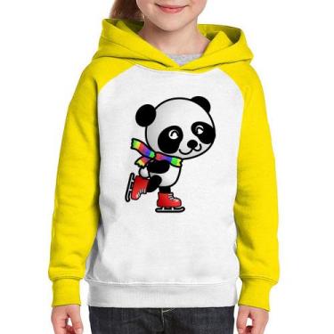 Imagem de Moletom Infantil Panda de Patins - Foca na Moda, Branco, Amarelo, 2