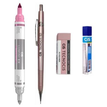 Imagem de Kit 4 Lapiseira BOHO RS 0.7mm +Borracha +Grafite + Lumini Ex - Cis