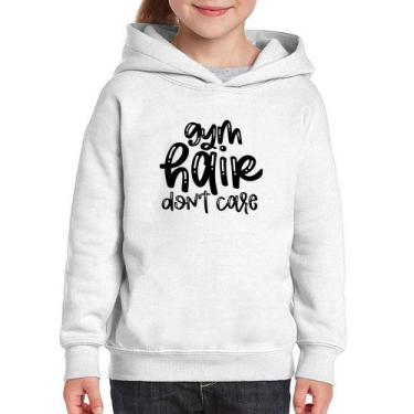 Imagem de Moletom Infantil Gym Hair Don't Care - Foca na Moda, Branco, 10