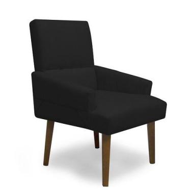 Imagem de Poltrona Cadeira Decorativa Sala de Jantar Itália Suede Preto - Casa &