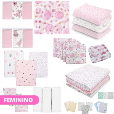 Imagem de Kit Enxoval 24 Peças Bebe Maternidade 15 Fraldas De Pano 3 Pano de Boc