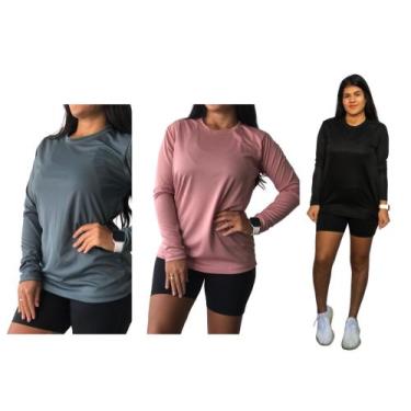 Imagem de Kit 3 Camisetas Manga Longa Dryfit Academia - SWG, P