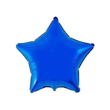 Imagem de Balão de Festa Metalizado 20" 50cm - Estrela Azul - 01 Unidade - Flexm