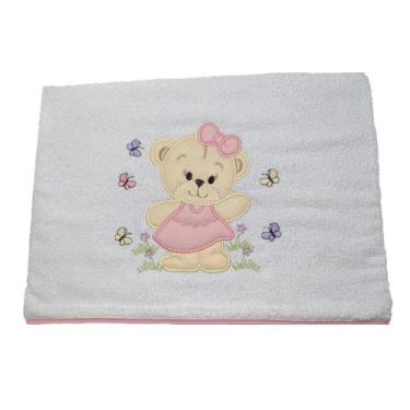 Imagem de Toalha de banho forrada para bebê/nenem menina - Brilho baby , rosa ur