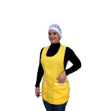 Imagem de Bata Avental Frente e touca em telinja com ajuste atras no elastico - 