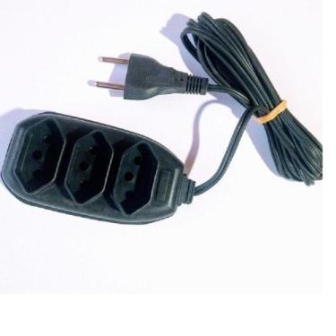 Imagem de Extensao com 10m cabo PL 2x0,75mm 3 tomadas 3p padrão NBR - Rabicho pl