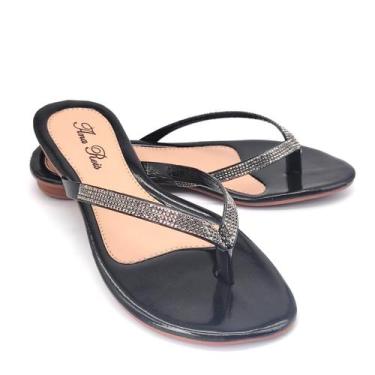 Imagem de Sandália Feminina Rasteirinha Salto 2 Cm de Dedo 777 - Ana Reis, Preto