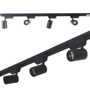Imagem de Kit Trilho Eletrificado 2 Metro + 10 Spots De 7w Preto 6000K - BWY