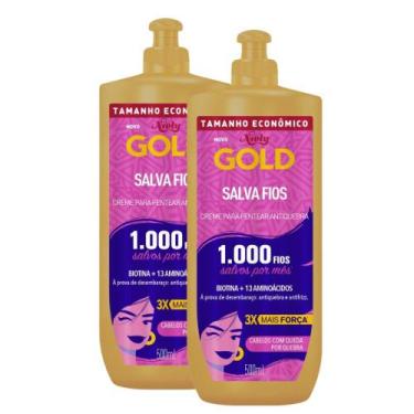 Imagem de Kit 2 Creme para Pentear Niely Gold Antiquebra Salva Fios 500ml