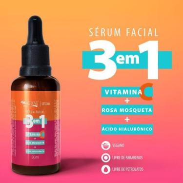 Imagem de Sérum Facial 3 em 1 - Vitamina C, Rosa Mosqueta e Ácido Hialurônico - 