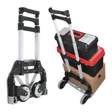 Imagem de Carrinho de Mão Carga Até 80kg Dobrável Portátil Multiuso Bagagem Tran