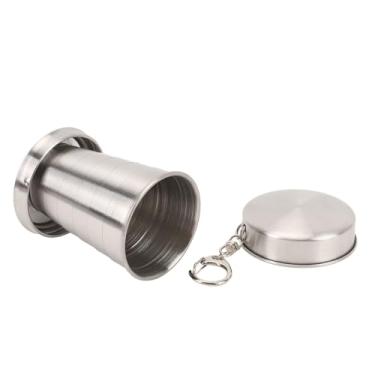 Imagem de Copo Dobrável de Aço Inoxidável Com Chaveiro para Viagens Ao Ar Livre, Copo Dobrável Portátil de 75ML para Piquenique, Caminhada, Câmera - Copo Dobrável Leve e de Aço Inoxidável