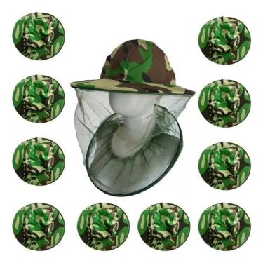 Imagem de 10 un Chapéus de rede de cabeça, chapéu de sol camuflado com proteção de rede repelente de insetos contra mosquito de abelha para pesca ao ar livre, jardinagem, acampamento, caminhada, apicultura