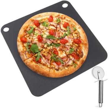 Imagem de P&S SHOP Aço para Pizza, Chapa de Aço para Forno, Aço para Pizza e Pão Assado, Aço Durável Como Alternativa À Pedra para Pizza- Aço de Alta Qualidade para Churrasco e Panificação, (Regular, Preto)