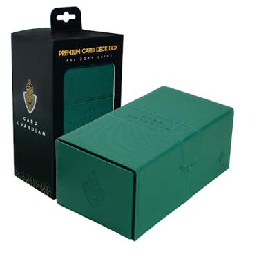 Imagem de Card Guardian - Caixa de baralho duplo premium (verde) para mais de 200 cartas de jogos de cartas colecionáveis TCG perfeita para Magic the gathering (MTG), deck Commander, caixa de baralho Yugioh,