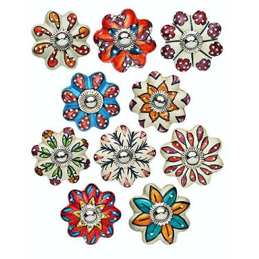 Imagem de Craft Kart Conjunto de 10 puxadores coloridos de armário de cerâmica para cozinha, armário, gaveta, guarda-roupa (multi)