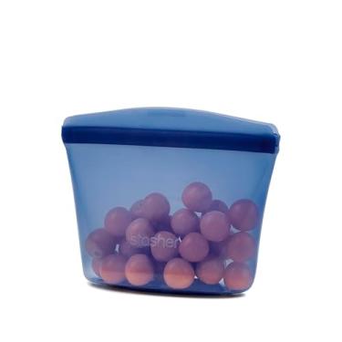 Imagem de Stasher Tigela reutilizável de silicone premium para armazenamento de alimentos, oceano profundo, micro-ondas, sous vide, lavável na máquina de lavar louça, forno e freezer, livre de BPA, sem