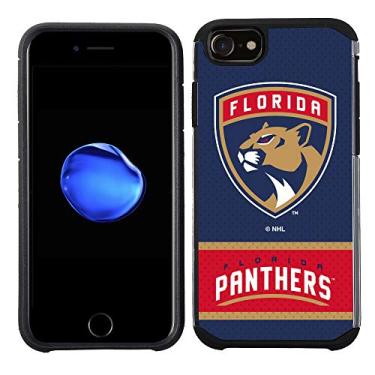 Imagem de Apple iPhone 8/iPhone 7/iPhone 6S/iPhone 6 - Capa traseira texturizada de jérsei azul licenciada pela NHL Florida Panthers em película preta de TPU
