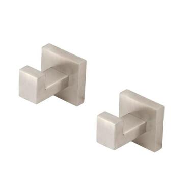 Imagem de Kit 2 Porta Toalha Cabide Quadrado Inox Escovado Banheiro - Modelar