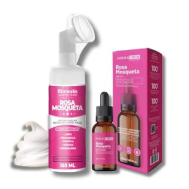 Imagem de Kit Skincare Mousse Micelar Limpeza Facial Rosa Mosqueta Rhenuks+ Sérum Rosa Mosqueta
