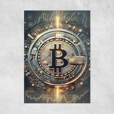 Imagem de Placa Decorativa Bitcoin Criptomoeda Dinheiro Virtual Moeda