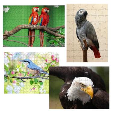 Imagem de 4 Quebra-Cabeças de Pássaros Diversão Inclusiva e Inteligente 60 peças