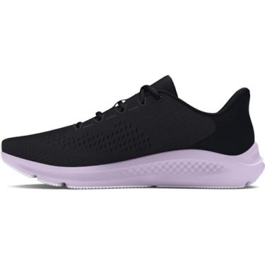 Imagem de Under Armour Tênis de corrida feminino Charged Pursuit 3 com logotipo grande, (109) Antracite/Preto/Branco, 34