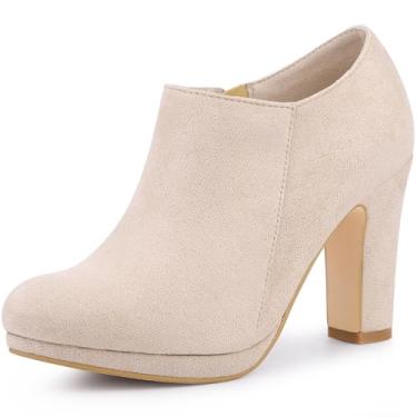 Imagem de Perphy Bota feminina com salto plataforma e bico redondo, Bege, 34