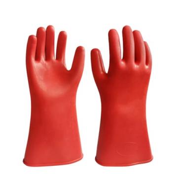 Imagem de Luvas de Alta Tensão 10KV, Luvas Elétricas de Borracha Classe 1 para Eletricistas, 1 par de Luva Isolante de Tensão, Luvas de Trabalho de Segurança para Eletricistas de Linha,