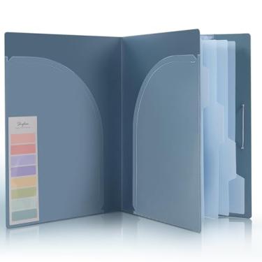 Imagem de SKYDUE Pasta organizadora de documentos, pasta de arquivos expansível de 5 bolsos para papéis importantes, organizador de arquivos sanfonado para casa, escola e escritório, azul