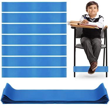 Imagem de 36 peças de faixas de cadeira azuis para crianças com pés inquietos, faixas de cadeira de borracha para faixas elásticas, alça de perna de estresse, cadeiras infantis, estudantes, TDAH, sensoriais