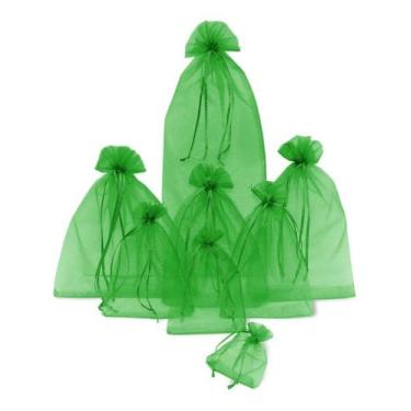 Imagem de Kit Com 50 Saquinhos De Organza 15x25cm - Fitas e Festas, Verde 050