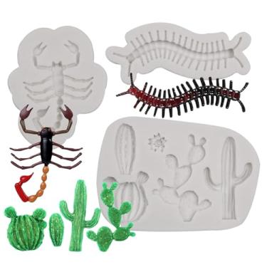 Imagem de Moldes de resina de silicone para insetos, formas de chocolate centopéia, escorpião, molde de fondant de silicone para decoração de bolo com tema de deserto, enfeite de cupcake, doces, açúcar,