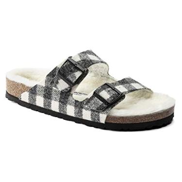 Imagem de Birkenstock Sandálias masculinas Arizona Shearling, lã branca, 38 M EUA