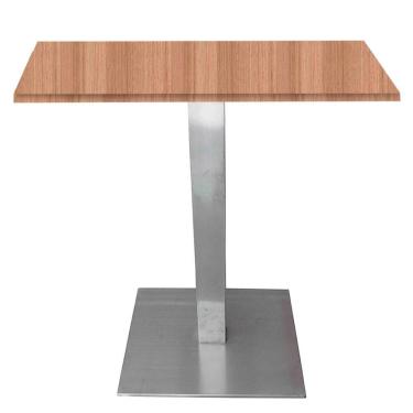 Imagem de Mesa Alpha Inox 73,50 cm (Alt) Base Quadrada Tampo MDP Quadrado 80 cm (Larg) x 2,50 cm (Alt) Noce Naturalle