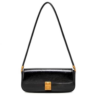 Imagem de Ansseng Bolsa de ombro feminina, mini bolsa retrô, bolsa clutch pequena bordô para uso diário, Preto