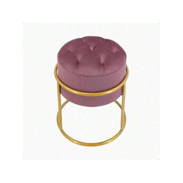 Imagem de Puff Argola capitonê tecido veludo luxo - NoBrand, Rosê