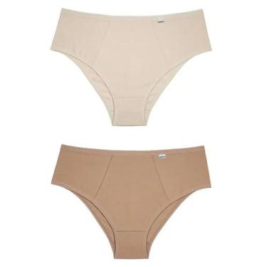 Imagem de kit Calcinha Feminina 2 Peças Del Rio Cós Largo Cotton Lisa - DELRIO, 